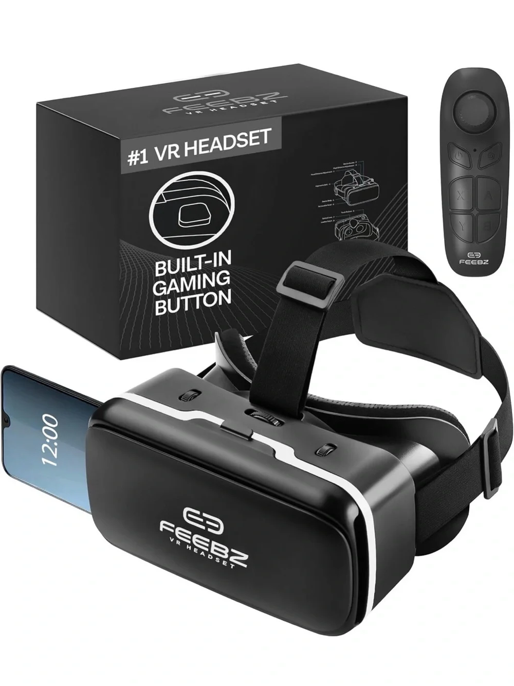 Black VR Headset with Remote - Immersive Mobile VR Experience